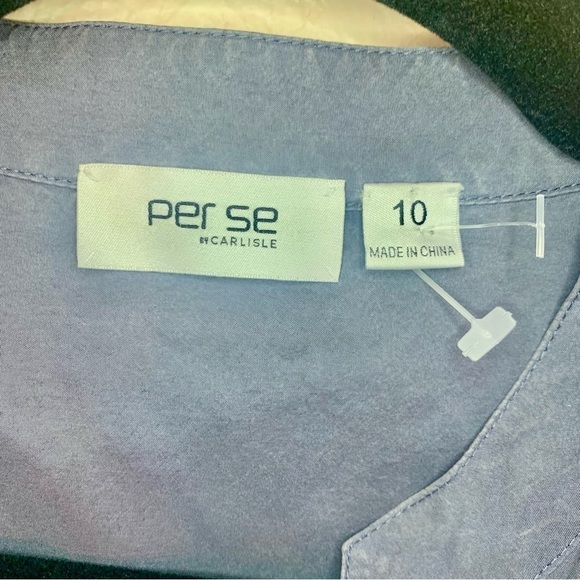 Per Se 100% Silk Romper Size 10 Carlisle Blue Grey Snap Pocket Drawstring Ties - Picture 5 of 16